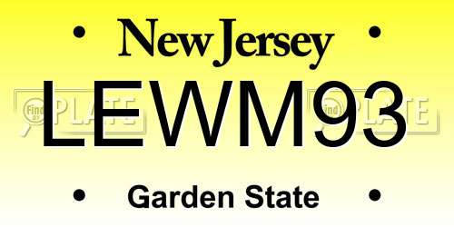 LEWM93 New Jersey License Plate