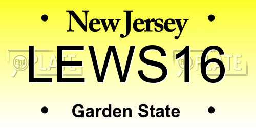 LEWS16 New Jersey License Plate