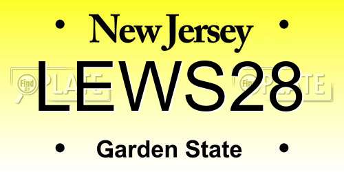 LEWS28 New Jersey License Plate