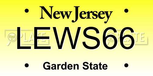 LEWS66 New Jersey License Plate