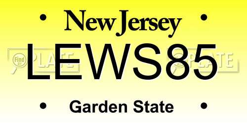 LEWS85 New Jersey License Plate