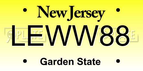 LEWW88 New Jersey License Plate