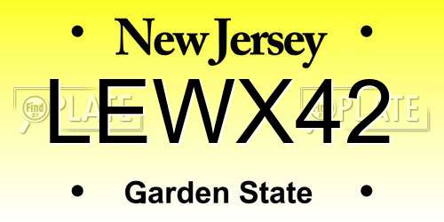 LEWX42 New Jersey License Plate