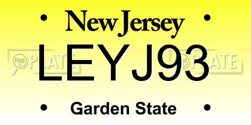 LEYJ93 New Jersey License Plate
