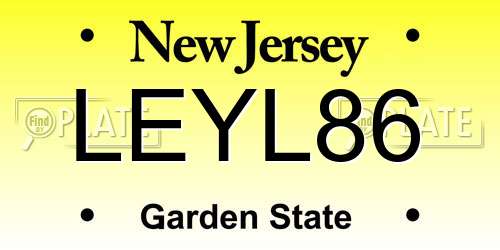 LEYL86 New Jersey License Plate