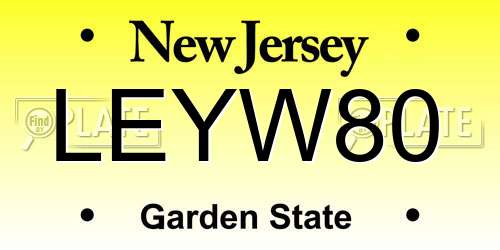 LEYW80 New Jersey License Plate