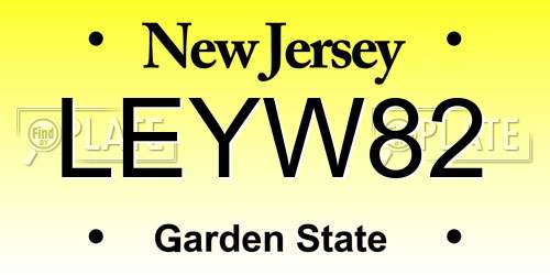 LEYW82 New Jersey License Plate