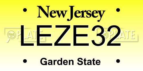 LEZE32 New Jersey License Plate