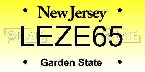 LEZE65 New Jersey License Plate