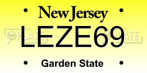 LEZE69 New Jersey License Plate