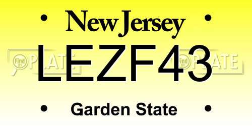 LEZF43 New Jersey License Plate