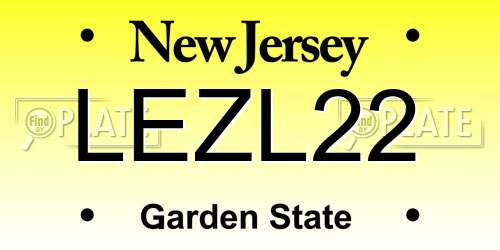 LEZL22 New Jersey License Plate