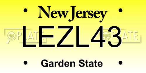 LEZL43 New Jersey License Plate