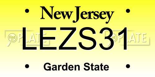 LEZS31 New Jersey License Plate