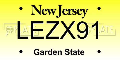 LEZX91 New Jersey License Plate