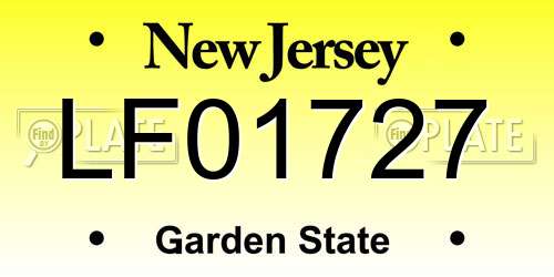 LF01727 New Jersey License Plate