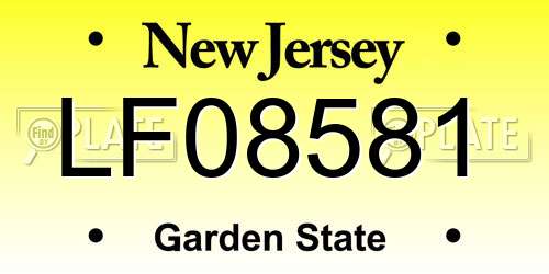 LF08581 New Jersey License Plate