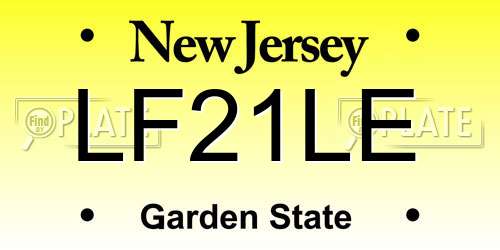 LF21LE New Jersey License Plate