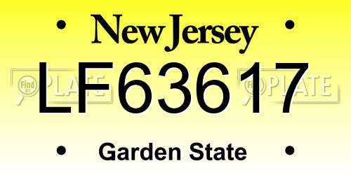LF63617 New Jersey License Plate