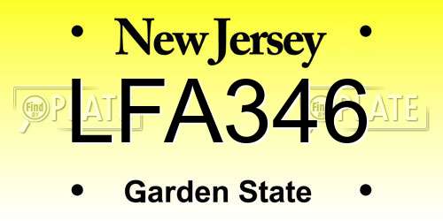 LFA346 New Jersey License Plate