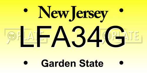 LFA34G New Jersey License Plate