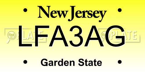 LFA3AG New Jersey License Plate