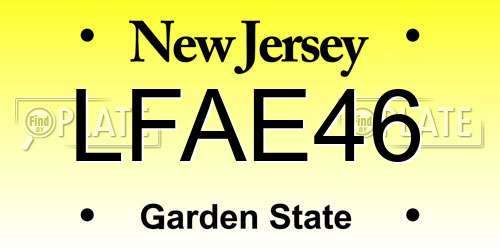 LFAE46 New Jersey License Plate
