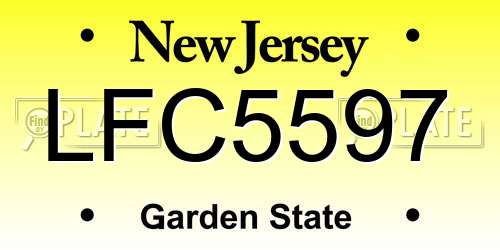 LFC5597 New Jersey License Plate
