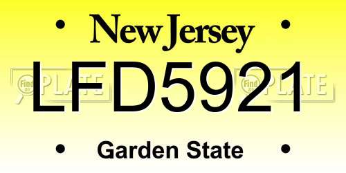LFD5921 New Jersey License Plate
