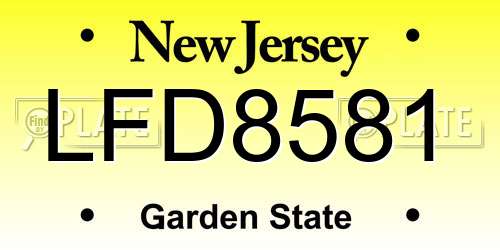 LFD8581 New Jersey License Plate