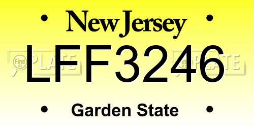 LFF3246 New Jersey License Plate