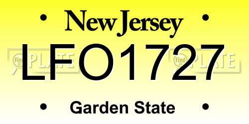 LFO1727 New Jersey License Plate