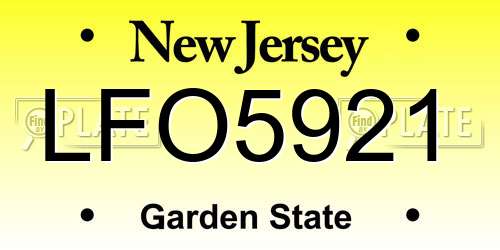 LFO5921 New Jersey License Plate