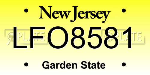 LFO8581 New Jersey License Plate