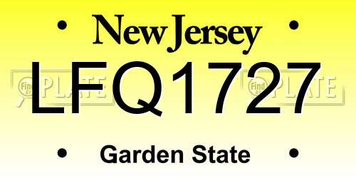 LFQ1727 New Jersey License Plate
