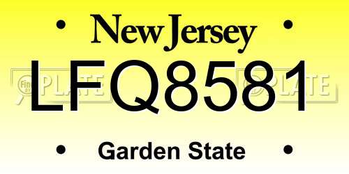 LFQ8581 New Jersey License Plate