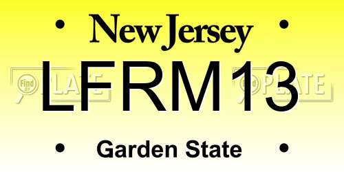 LFRM13 New Jersey License Plate