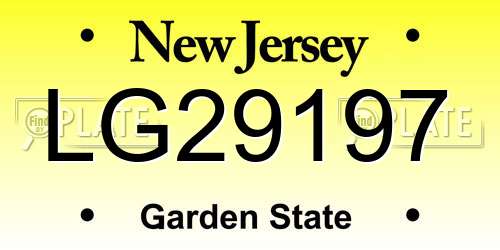 LG29197 New Jersey License Plate