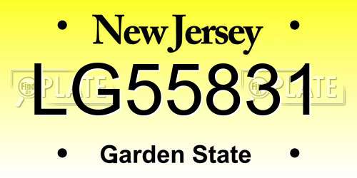 LG55831 New Jersey License Plate