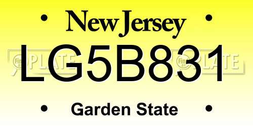 LG5B831 New Jersey License Plate