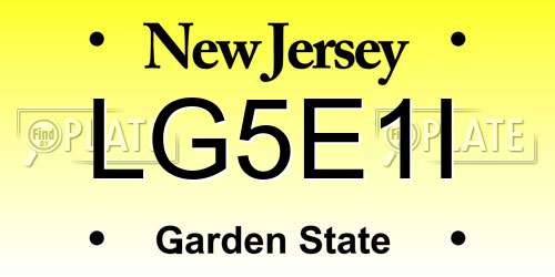 LG5E1I New Jersey License Plate