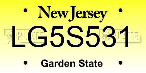 LG5S531 New Jersey License Plate