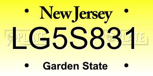 LG5S831 New Jersey License Plate
