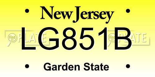LG851B New Jersey License Plate