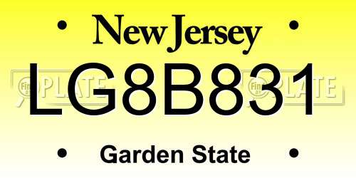 LG8B831 New Jersey License Plate