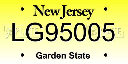 LG95005 New Jersey License Plate