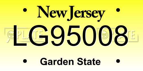 LG95008 New Jersey License Plate