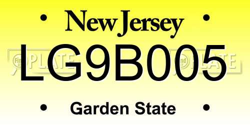 LG9B005 New Jersey License Plate