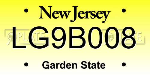 LG9B008 New Jersey License Plate