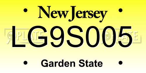 LG9S005 New Jersey License Plate